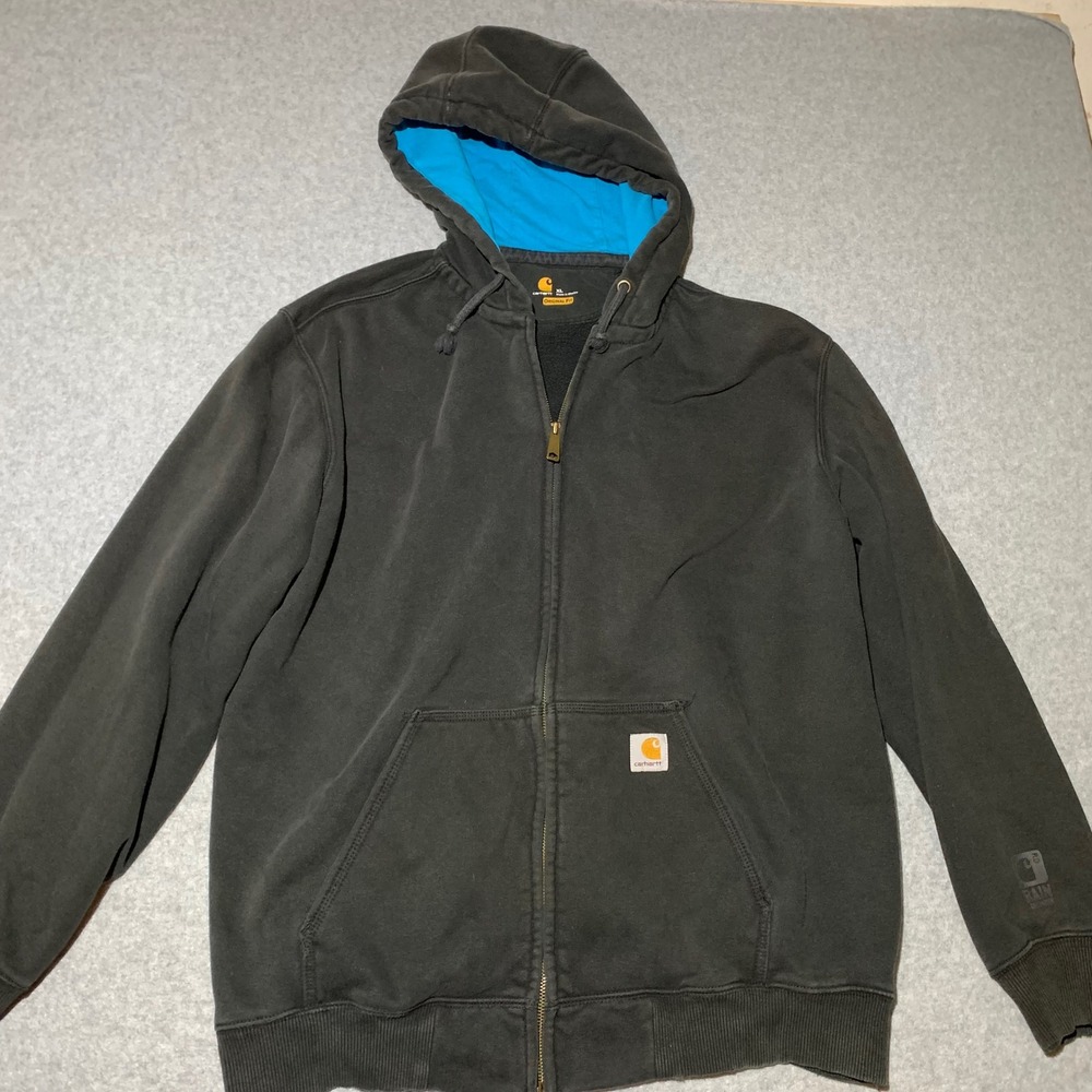 Carhartt Hoodie Mens XL Black Rain Defender Full Zip Original Fit Sweatshirt